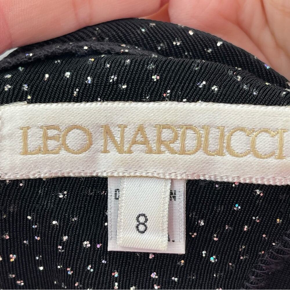 Leo Narducci Vintage Sparkle Long Sleeve Knee Length Cocktail Dress Black Size 8 - Picture 7 of 10